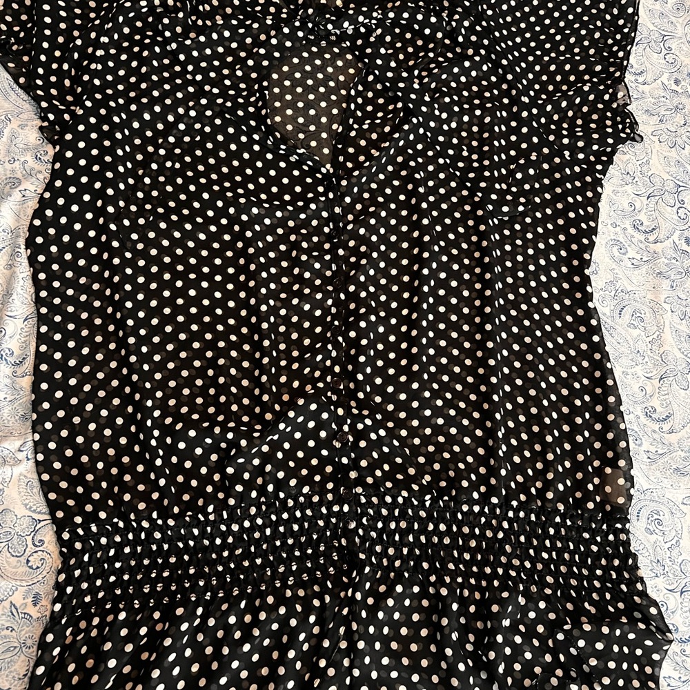 torrid Black Blouse with White Polka Dots